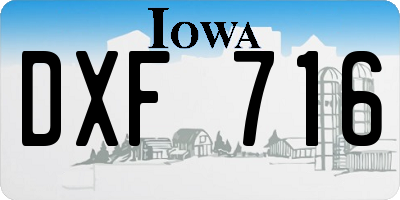 IA license plate DXF716