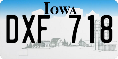 IA license plate DXF718