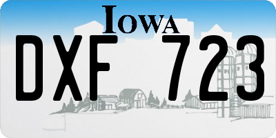 IA license plate DXF723