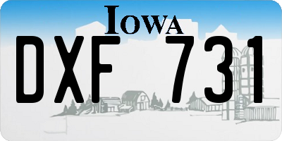 IA license plate DXF731