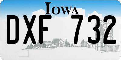 IA license plate DXF732