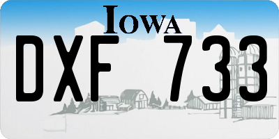 IA license plate DXF733