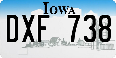 IA license plate DXF738