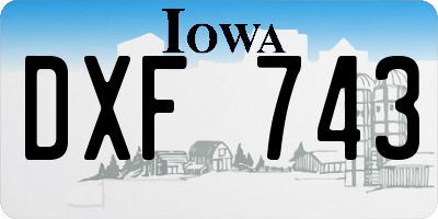 IA license plate DXF743