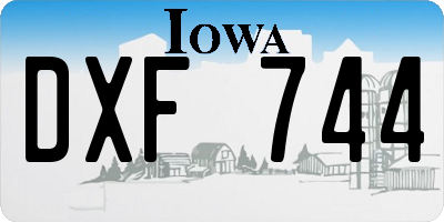 IA license plate DXF744