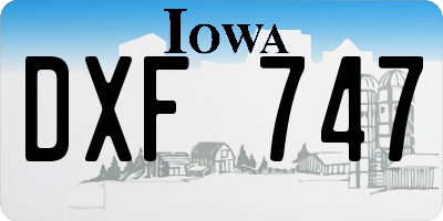 IA license plate DXF747