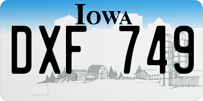 IA license plate DXF749