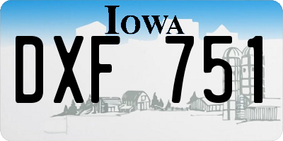 IA license plate DXF751