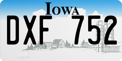 IA license plate DXF752