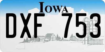 IA license plate DXF753