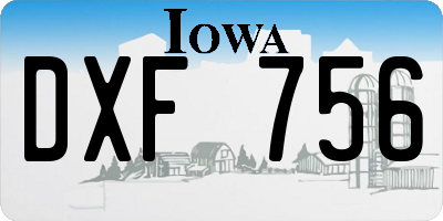 IA license plate DXF756