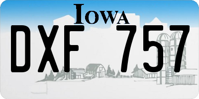 IA license plate DXF757