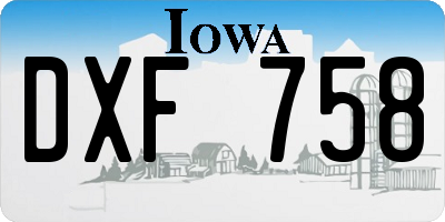 IA license plate DXF758