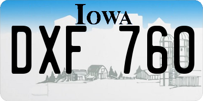 IA license plate DXF760