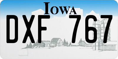 IA license plate DXF767
