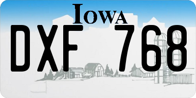 IA license plate DXF768