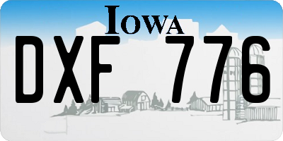 IA license plate DXF776