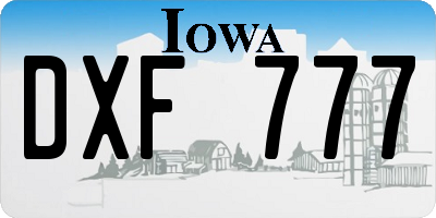 IA license plate DXF777