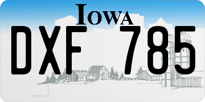 IA license plate DXF785