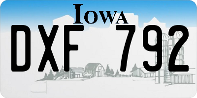 IA license plate DXF792