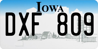 IA license plate DXF809