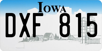 IA license plate DXF815