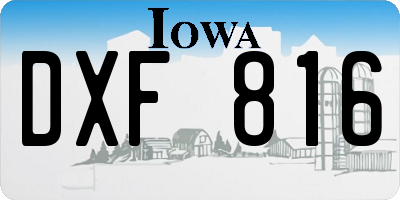 IA license plate DXF816