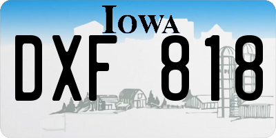 IA license plate DXF818