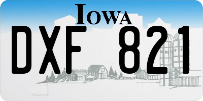 IA license plate DXF821