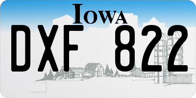 IA license plate DXF822