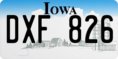 IA license plate DXF826