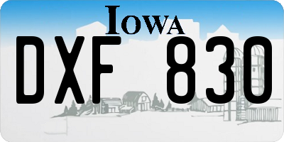 IA license plate DXF830