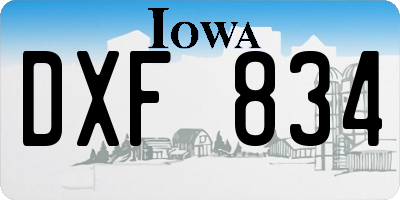 IA license plate DXF834