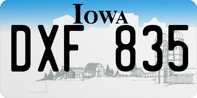 IA license plate DXF835