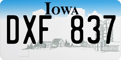 IA license plate DXF837