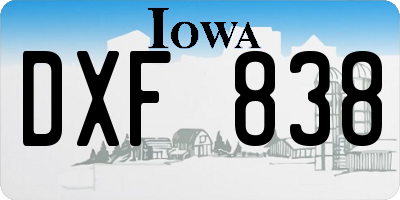 IA license plate DXF838