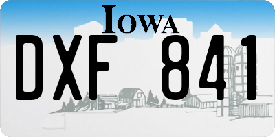 IA license plate DXF841