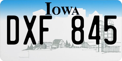 IA license plate DXF845