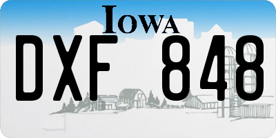 IA license plate DXF848