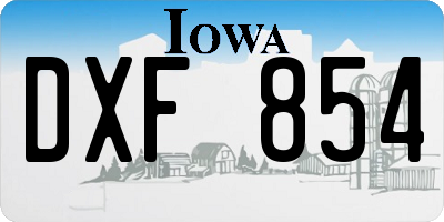 IA license plate DXF854