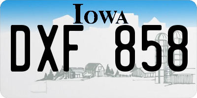 IA license plate DXF858