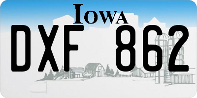 IA license plate DXF862