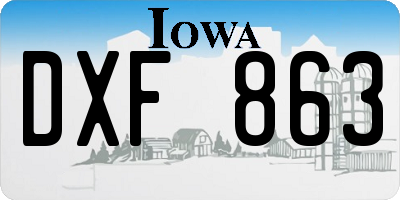 IA license plate DXF863