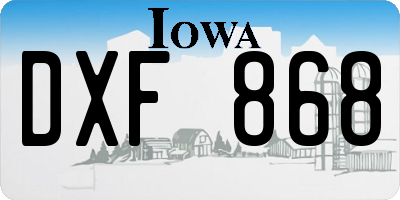 IA license plate DXF868