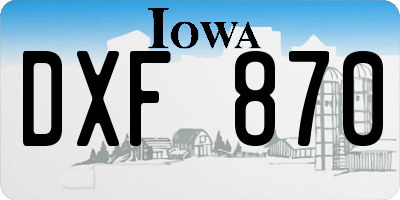 IA license plate DXF870