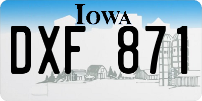 IA license plate DXF871
