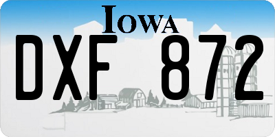 IA license plate DXF872