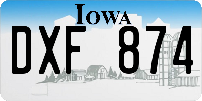 IA license plate DXF874