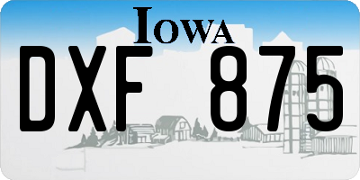 IA license plate DXF875