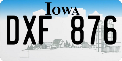 IA license plate DXF876